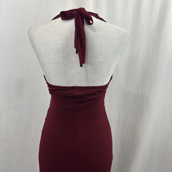Speechless Y2K Red Halter Asymmetrical Bow Midi Dress Womens S Dark Whimsical - Picture 8 of 12